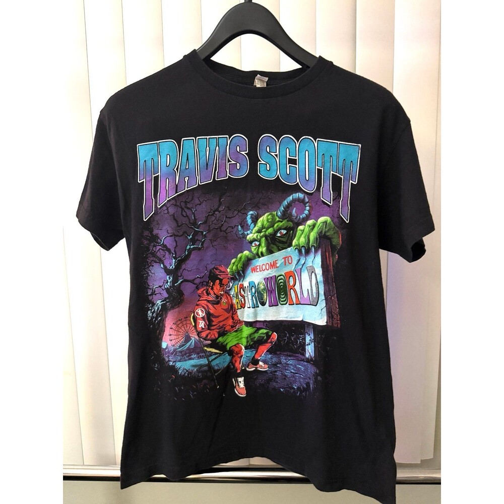 Men’s Travis Scott “Welcome To Astroworld” Black T-shirt Size Medium